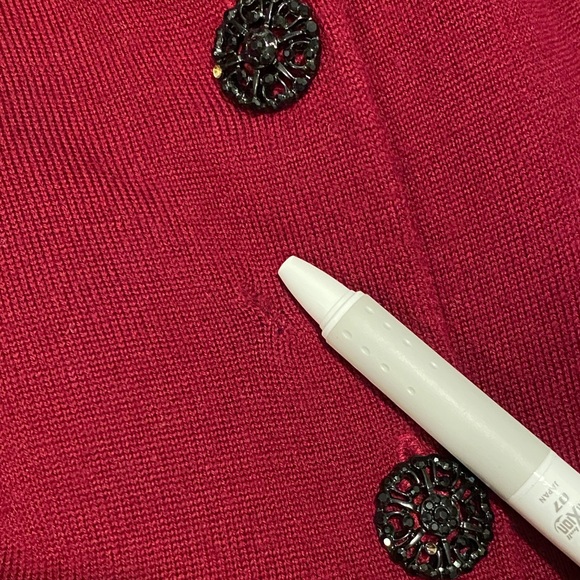 Talbots | Deep Red Merino Wool Cardigan L - Picture 6 of 6